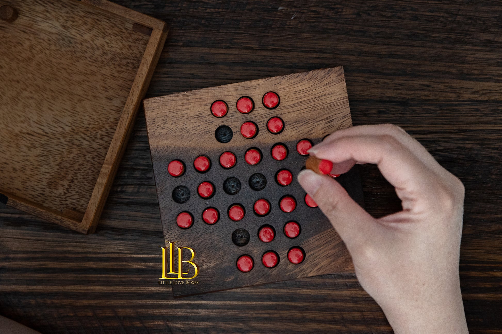 9002 Solitaire game, personalised gift, wooden coloured game, gift for kids and adults, puzzle, personalised gift, brain teaser, games for kids - Little Love Boxes