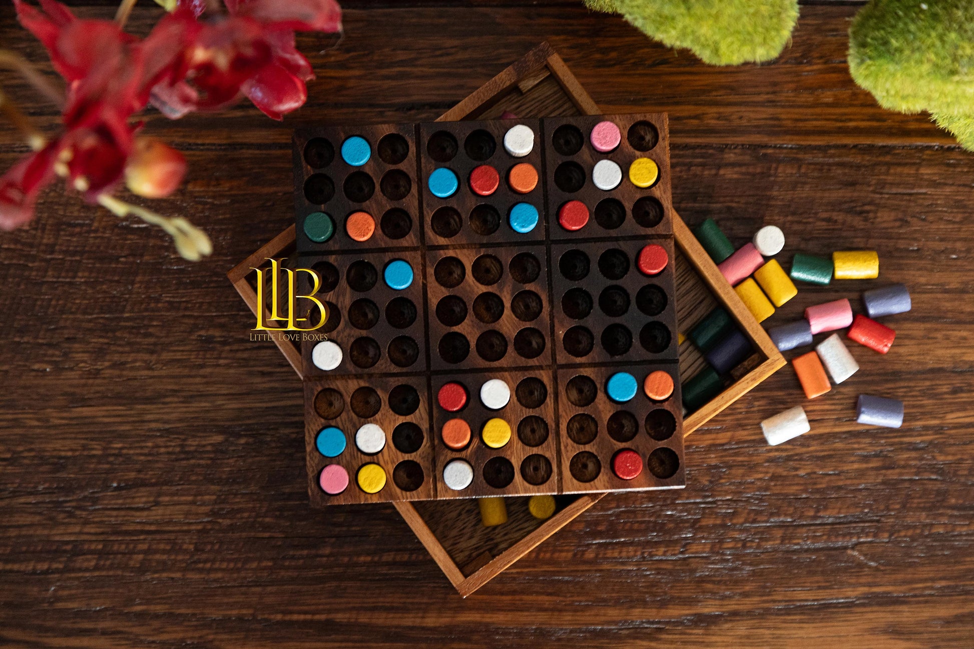 9001 Sudoku game, personalised gift, wooden coloured game, gift for kids and adults, puzzle, personalised gift, brain teaser, games for kids - Little Love Boxes