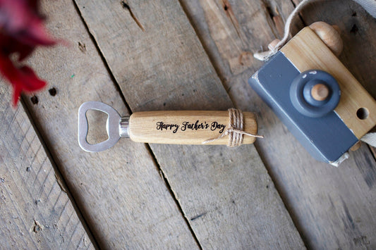 CUSTOM Personalised Engraved Solid Wood Wooden Bottle Opener Happy Father's Day Dad Wedding Husband Gifts Gift