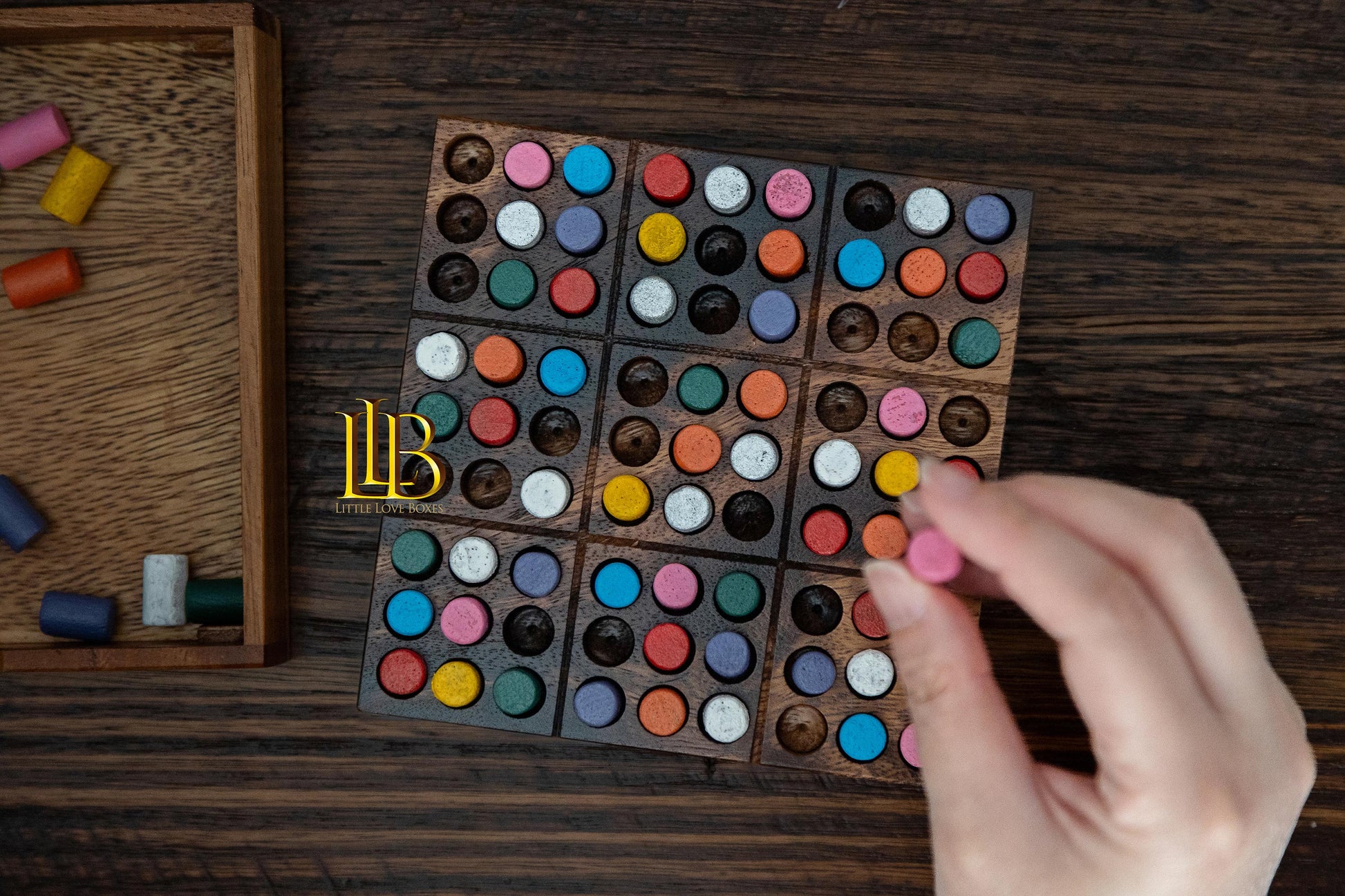 9001 Sudoku game, personalised gift, wooden coloured game, gift for kids and adults, puzzle, personalised gift, brain teaser, games for kids - Little Love Boxes
