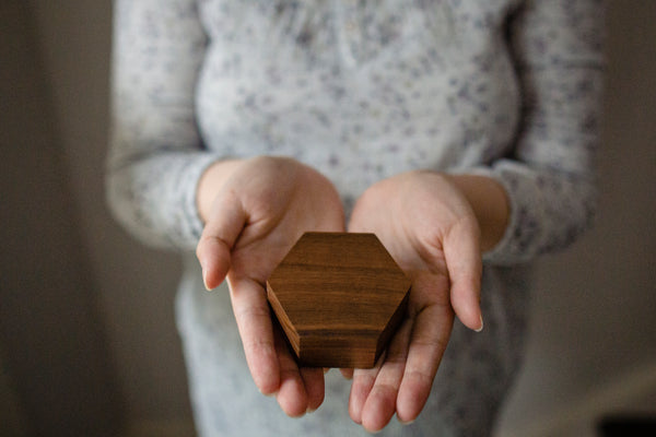 8003 Wooden Hexagon Ring box - Little Love Boxes