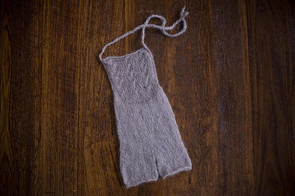 1008b Audrey Knit Romper Light Grey (newborn) - Little Love Boxes