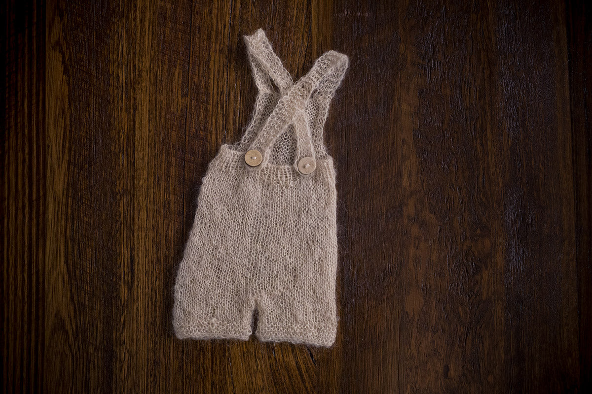1006 Cross Back Knit Romper Beige (newborn and sitter) - Little Love Boxes