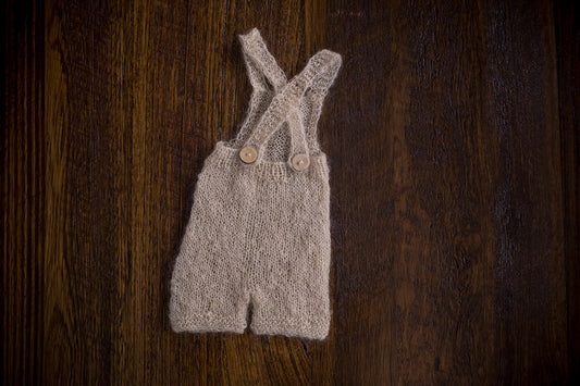 1006 Cross Back Knit Romper Beige (newborn and sitter) - Little Love Boxes