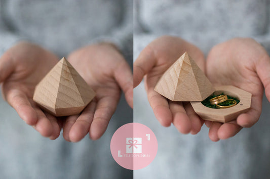 8001 Wooden Diamond Ring box - Little Love Boxes
