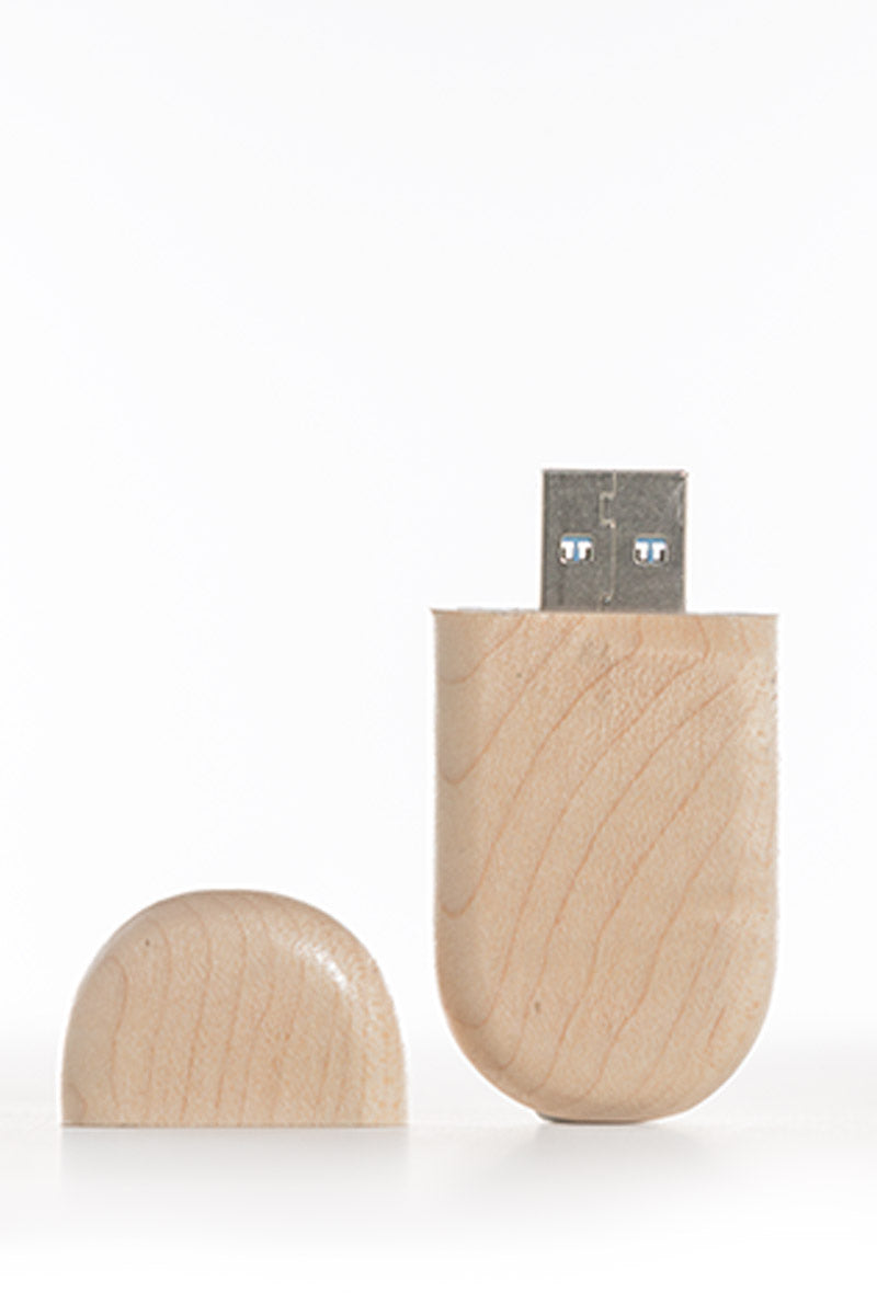 0003 Pebble Wooden USB (Light) - Little Love Boxes
