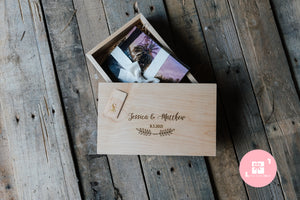 5005 Light Timber Photo Box, Fit 5x7" Photo with USB Compartment (Smooth Finish) - Little Love Boxes